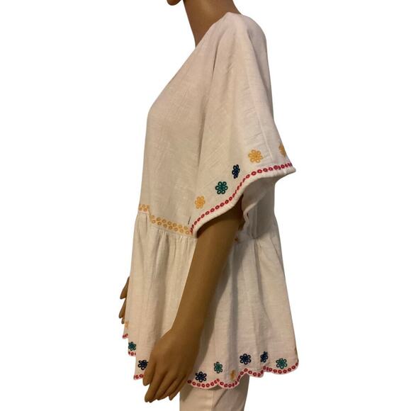 Lane Bryant Embroidered Babydoll Top Peasant Blouse V-neck women’s sz 16 - Picture 2 of 5